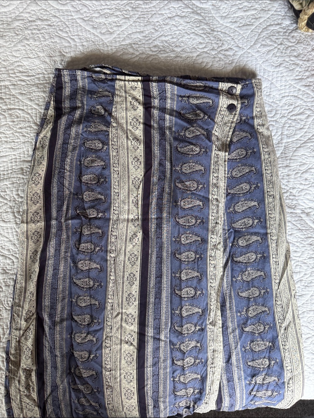 Express Blue and Cream Paisley Stripe Maxi Skirt